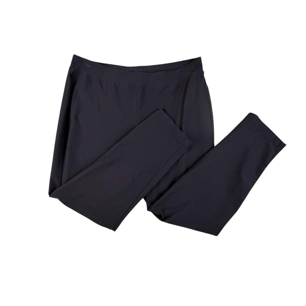 Eileen Fisher Pants Women's Large Elastic Waist Straight Leg‎ Comfort Black